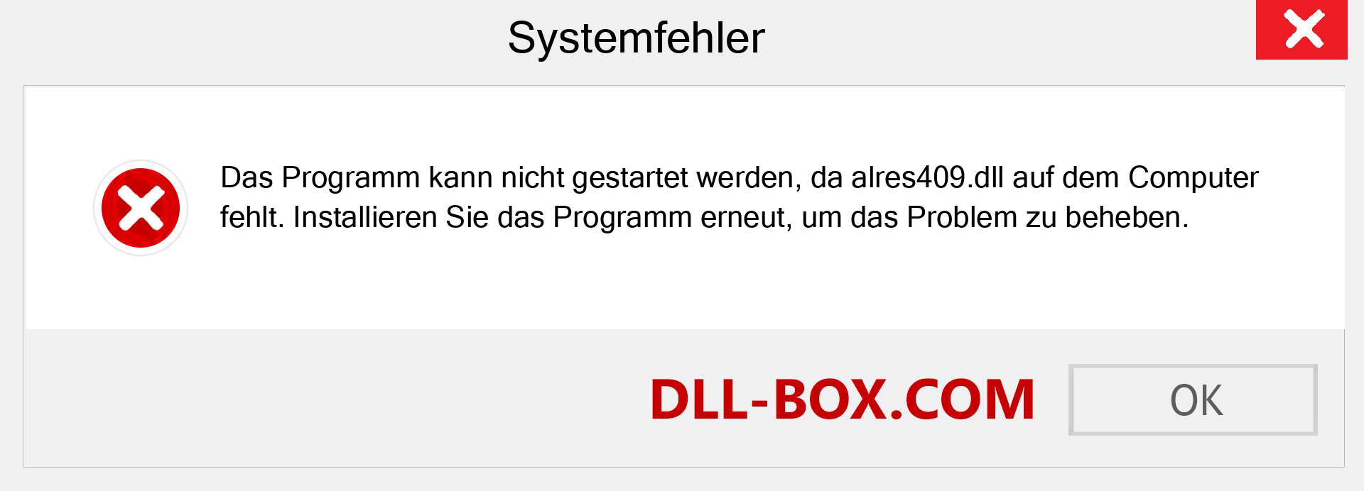 alres409.dll-Datei fehlt?. Download für Windows 7, 8, 10 - Fix alres409 dll Missing Error unter Windows, Fotos, Bildern