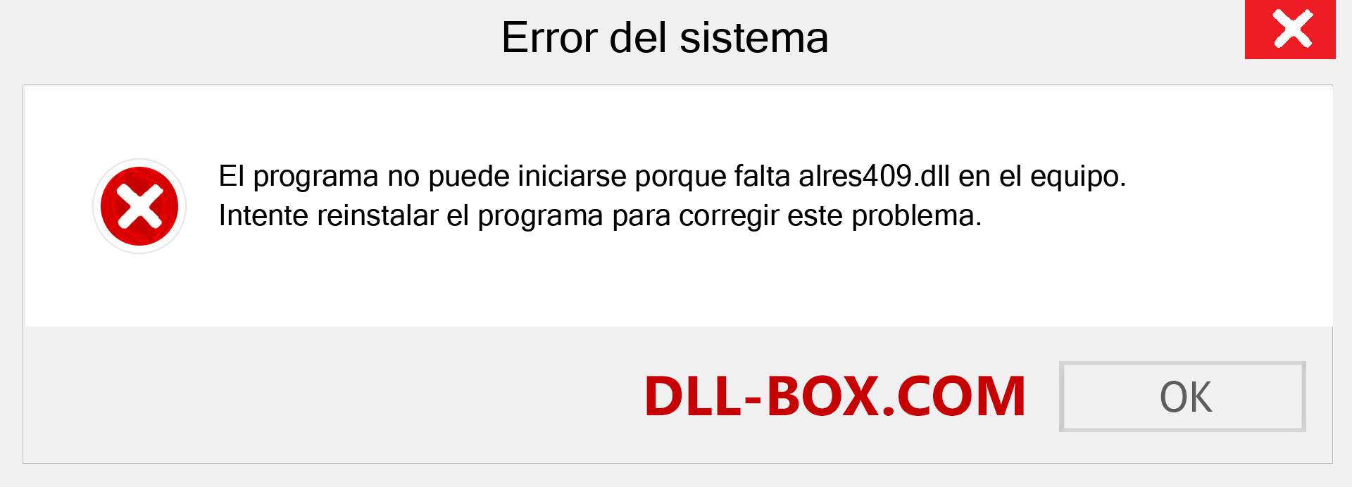 ¿Falta el archivo alres409.dll ?. Descargar para Windows 7, 8, 10 - Corregir alres409 dll Missing Error en Windows, fotos, imágenes